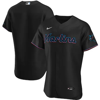 mens nike black miami marlins alternate authentic team jers